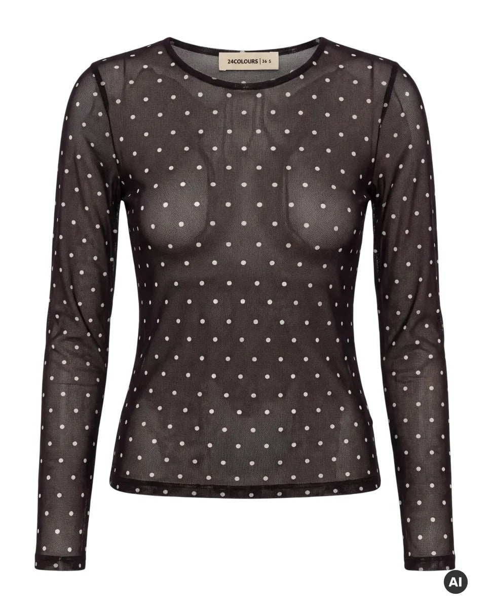 24Colours | Mesh Shirt mit Punkten | Damen
