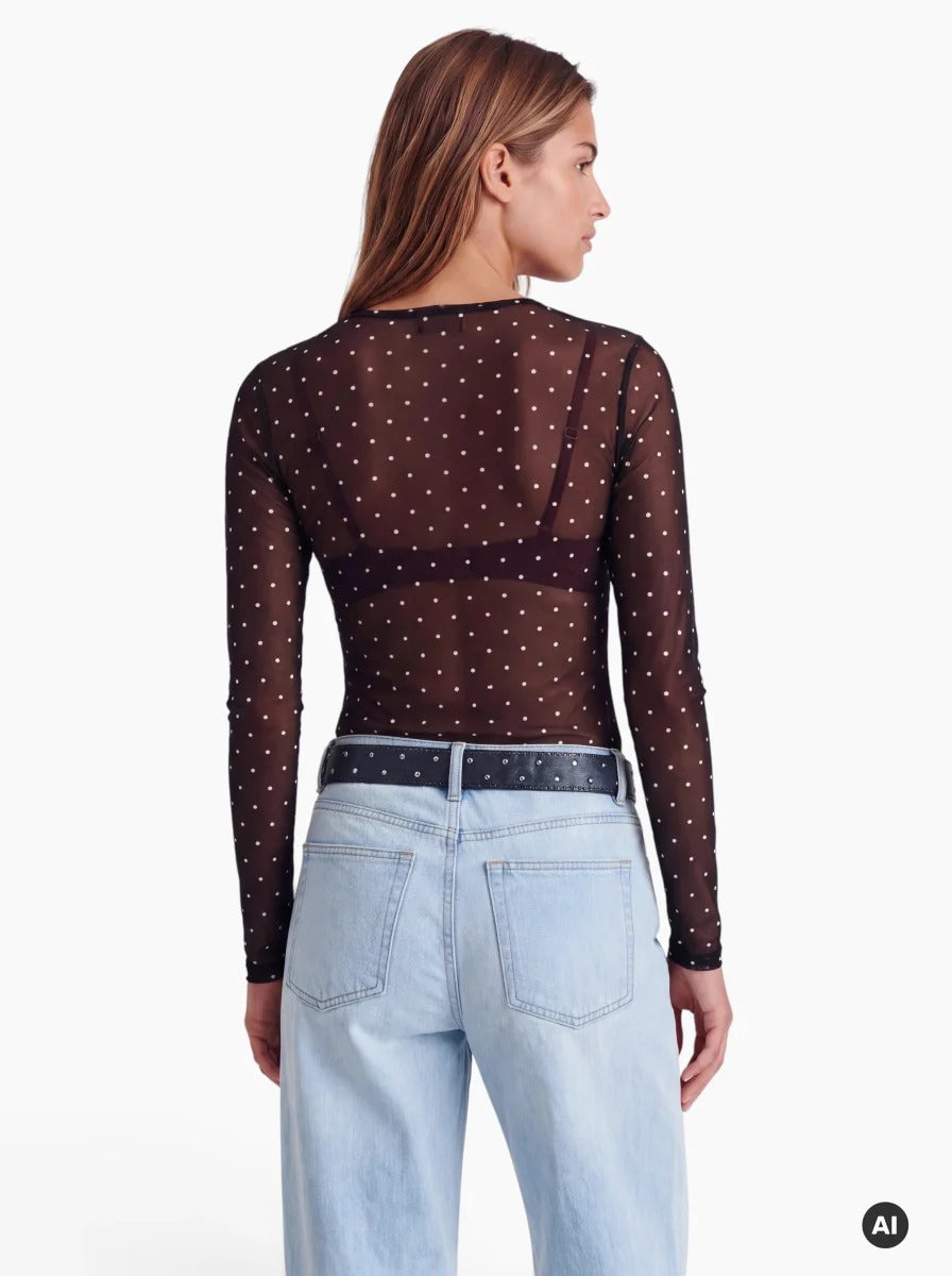24Colours | Mesh Shirt mit Punkten | Damen